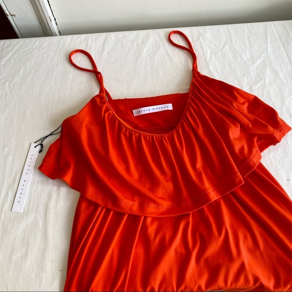 Susana Monaco Sunset Orange Flutter top Mini Dress - Picture 5 of 10